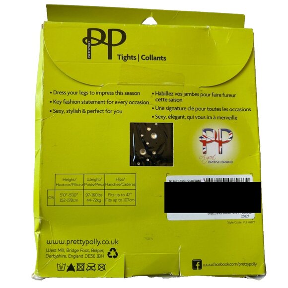 🎄NWT 🛍️ Pretty Polly Studded Crystals Backseam Ornate Women's Tights O/S Black - Picture 3 of 3
